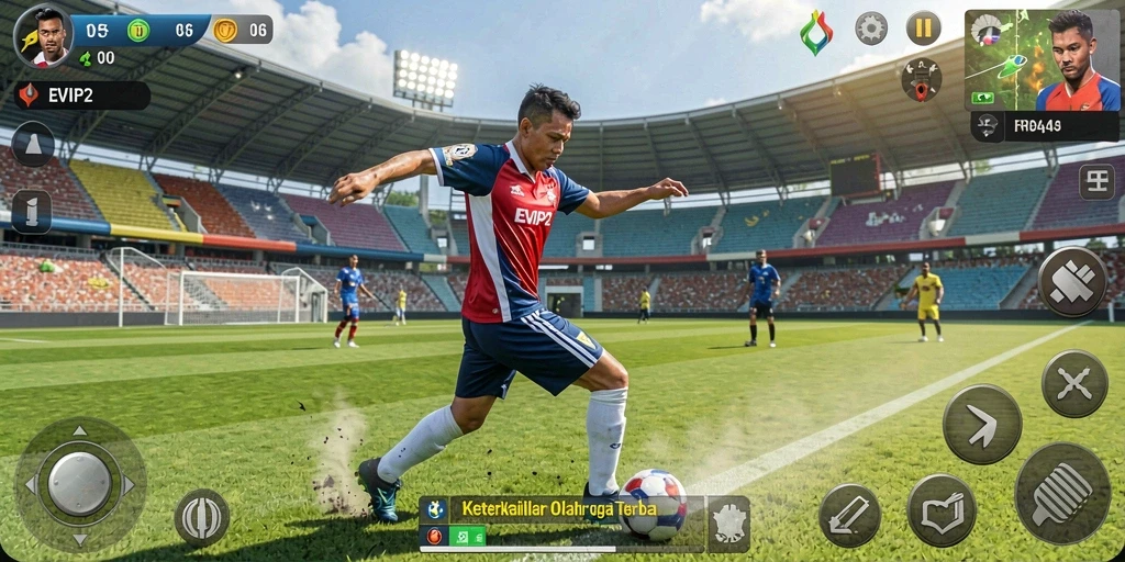 Tangkapan layar gameplay EVIP2 yang menampilkan aksi seru olahraga.