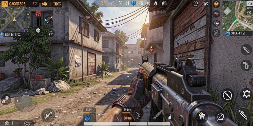 Tampilan gameplay menegangkan GACOR305 di tengah aksi seru.