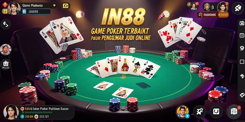 Screenshot gameplay IN88 menampilkan aksi seru permainan Poker.