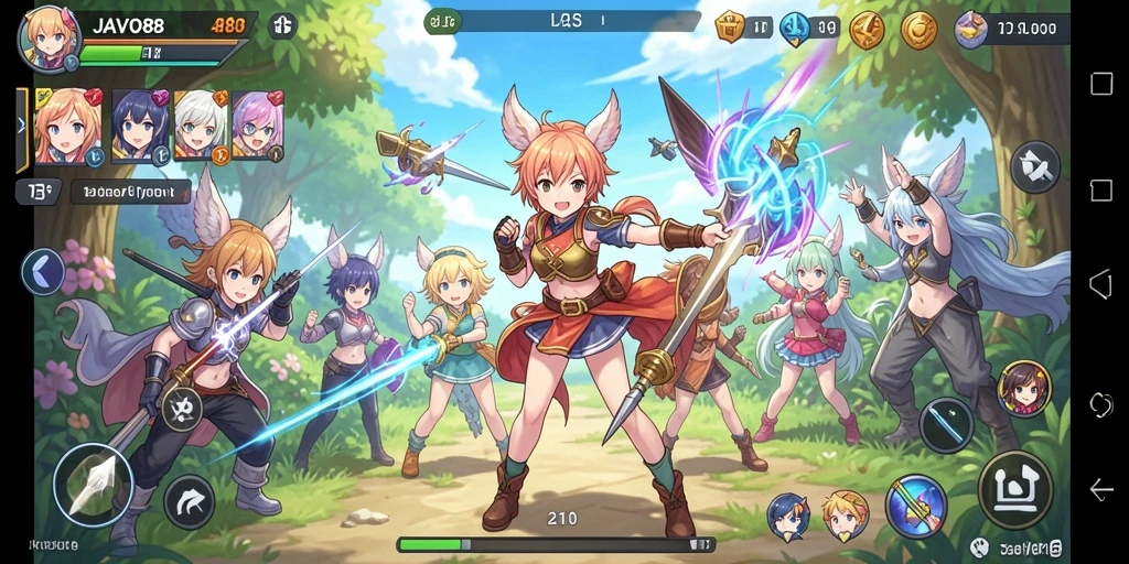 Tangkapan layar menampilkan aksi seru karakter Anime dalam gameplay.