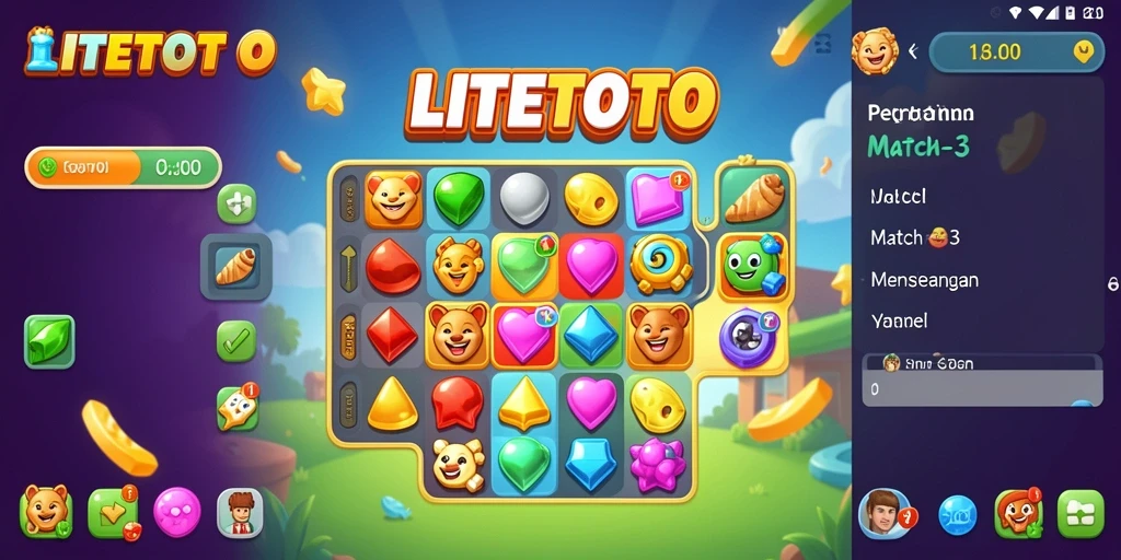Screenshot LITETOTO menampilkan gameplay Match-3 yang seru.