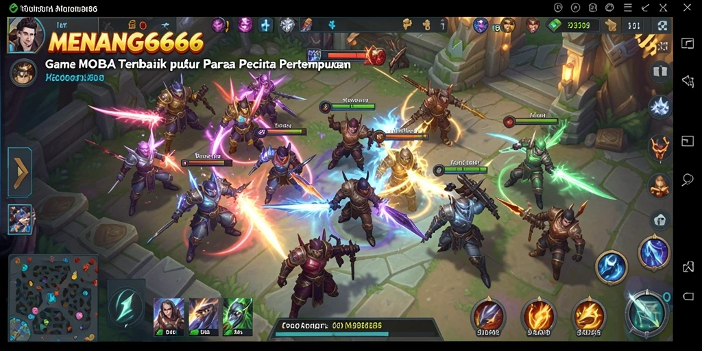 Tampilan gameplay seru dalam MENANG666 dengan aksi MOBA mendebarkan.