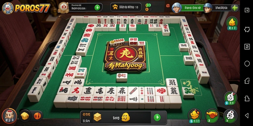 Tampilan gameplay seru dalam POROS77 dengan tema Mahjong menarik.