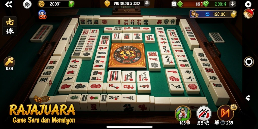 Tampilan gameplay RAJAJUARA yang menantang dengan ubin Mahjong.