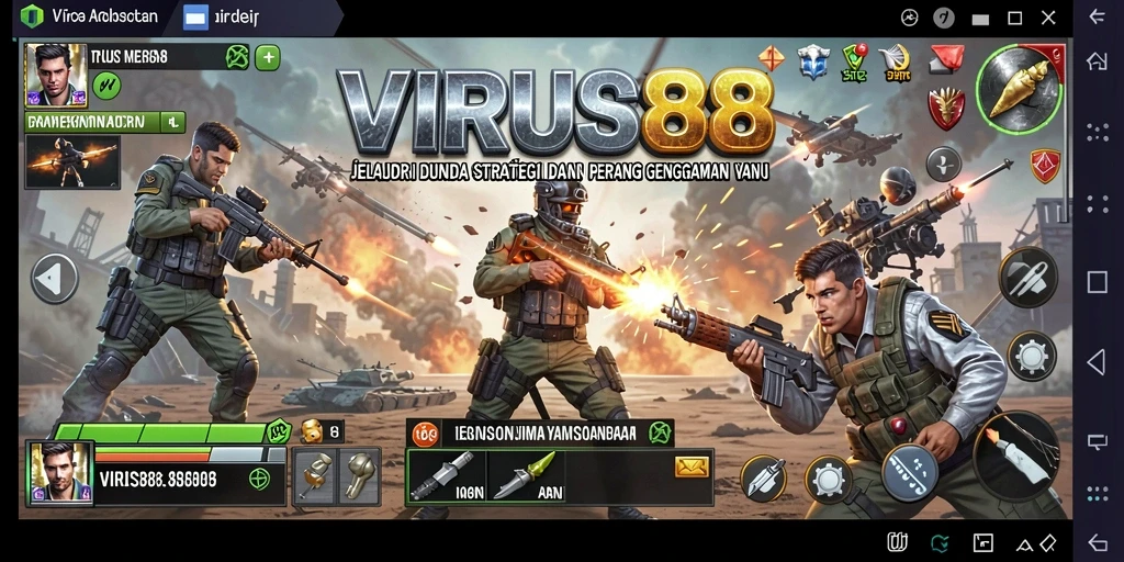 Tampilan gameplay mendebarkan di dunia strategi VIRUS88.